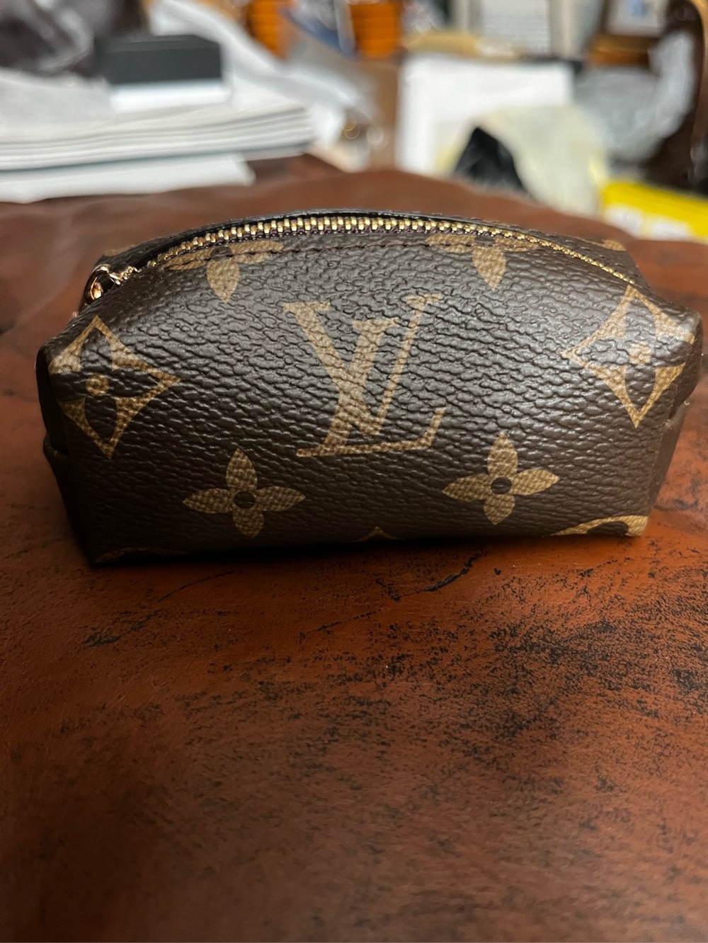 Louis. Vuitton. Signature Monogram Zipper Pouch Bag Charm Key Ring
